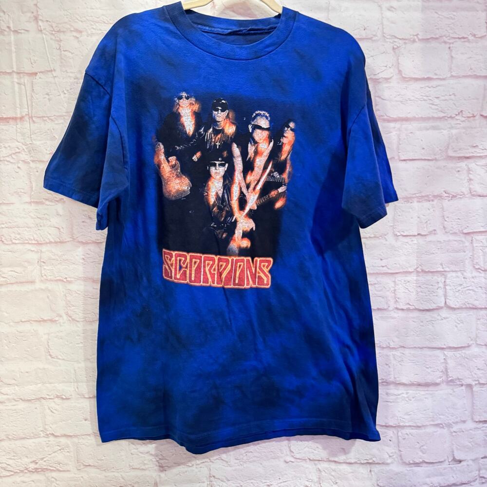 Scorpions Mexico Tour shirt 2005 Blue distressed cotton t-shirt sz L band tee